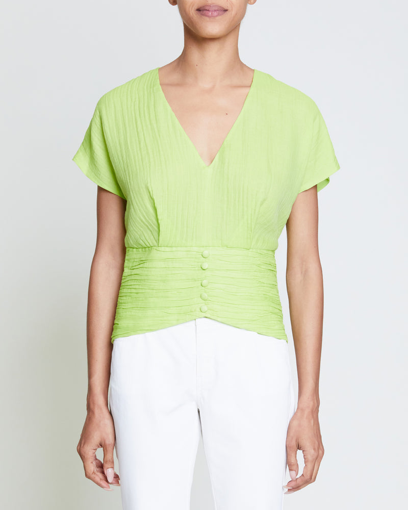 HOPE V-Neck Ruched Top in Cotton