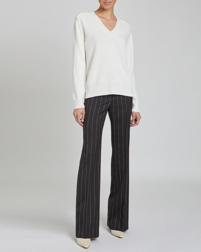 ISABELLE Flared Leg Pant in Striped Wool