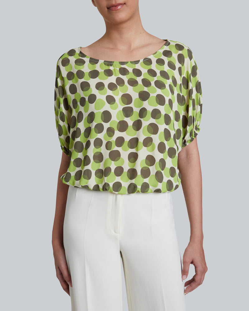 JUDY Scoop Neck Short Sleeve Print Top