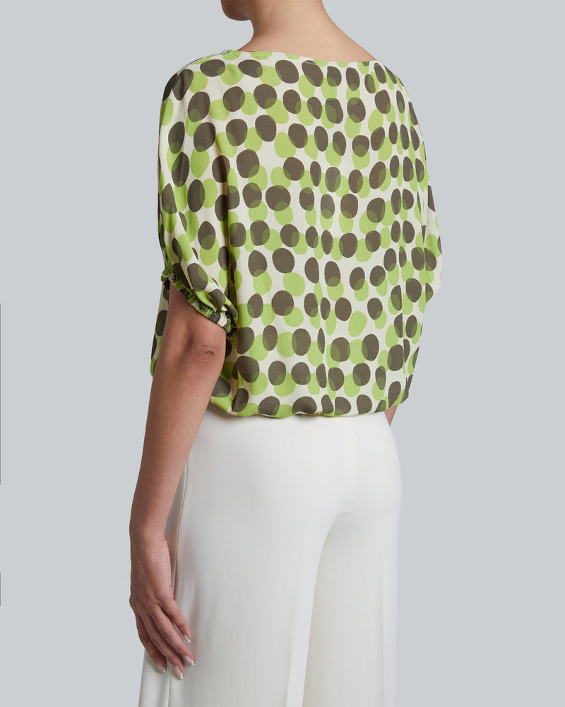 JUDY Scoop Neck Short Sleeve Print Top