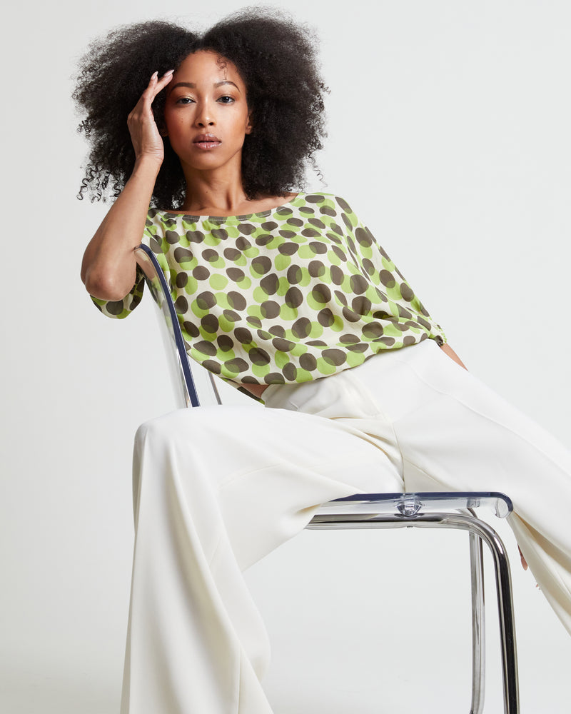 JUDY Scoop Neck Short Sleeve Print Top