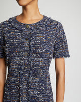 CASS Short Sleeve Midnight Blue Tweed Dress