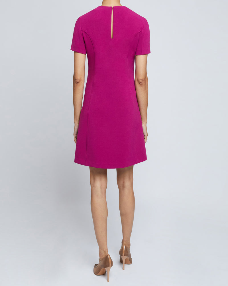 KATE Short Sleeve Shift Dress with Skirt Zippered Slit Detail