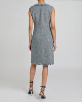 LAURA Tweed Sheath Dress with Front Button Panel