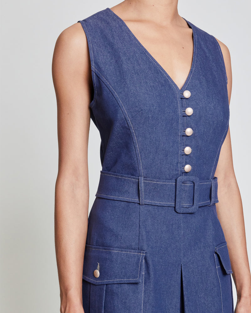 LEAH Sleeveless Denim Dress