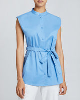 LIZETTE Sleeveless Button-Down Cotton Poplin Shirt