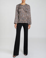 LYRA Long Sleeve Blouse with Crossover Keyhole Neckline