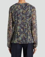 MIRANDA Long Sleeve Blouse in Navy Floral Georgette