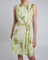 NADIA Sleeveless Knee-Length Print Dress with Waist Tie