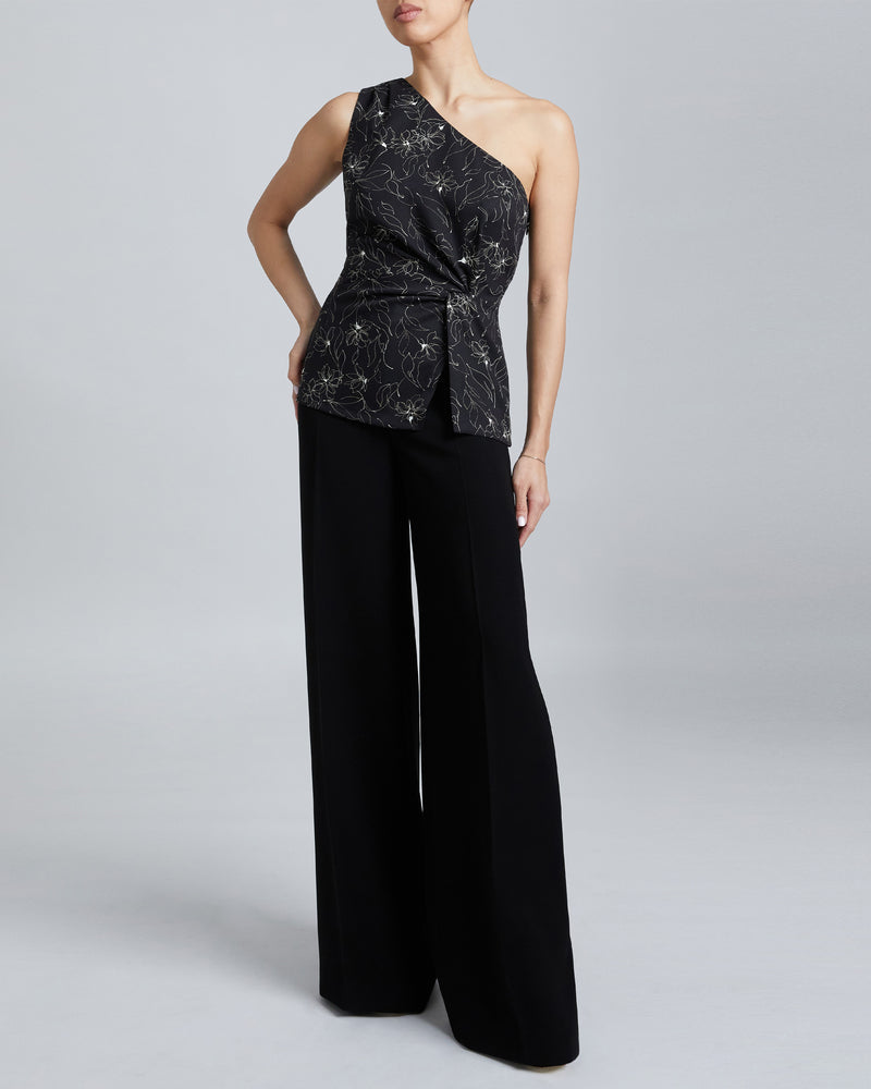 NEDA One-Shoulder Blouse with Side Waist Twist