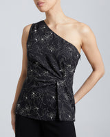 NEDA One-Shoulder Blouse with Side Waist Twist