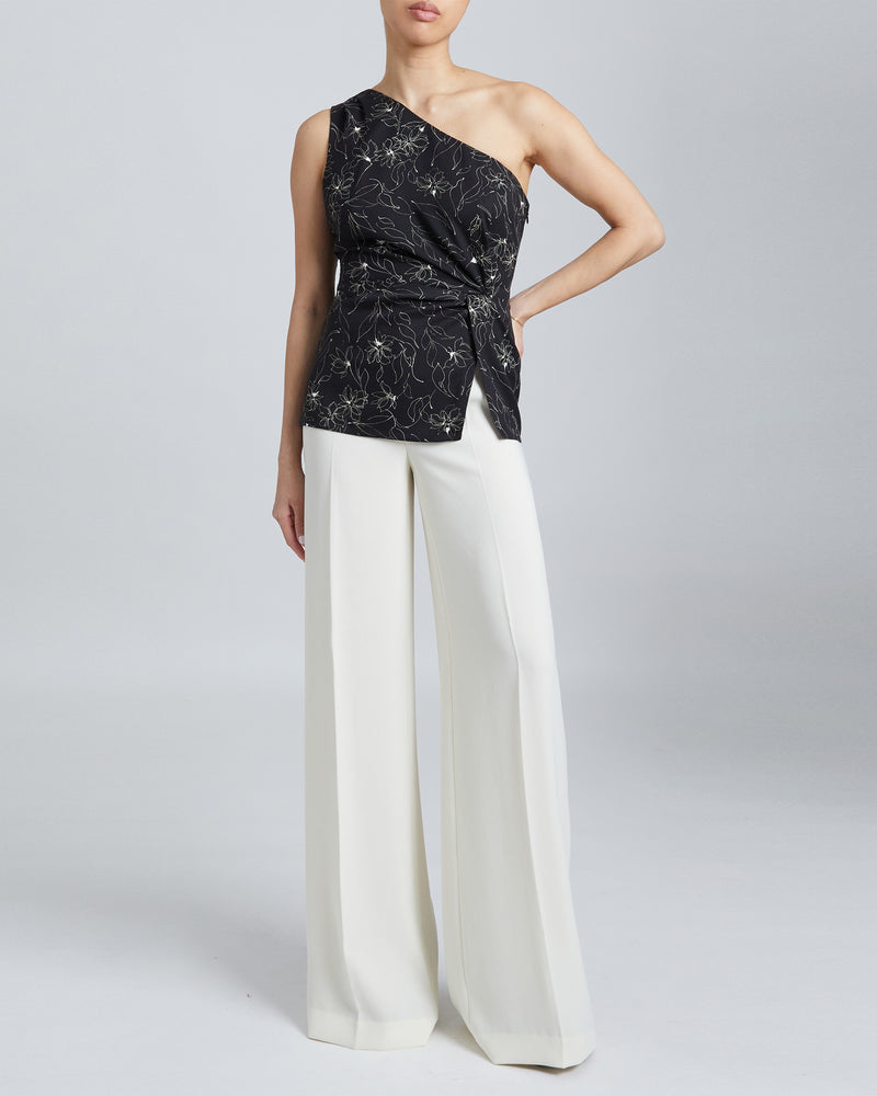 NEDA One-Shoulder Blouse with Side Waist Twist