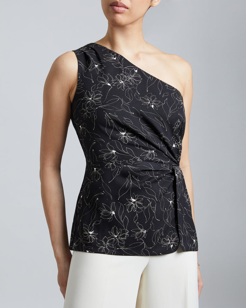 NEDA One-Shoulder Blouse with Side Waist Twist