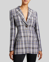 NELLI Single-Button Jacket in Modern Plaid