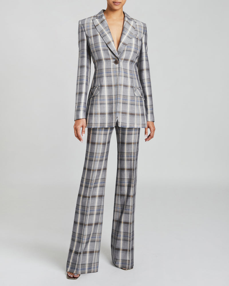 NELLI Single-Button Jacket in Modern Plaid