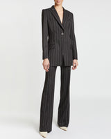 NELLI Single Button Jacket in Striped Wool