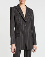 NELLI Single Button Jacket in Striped Wool