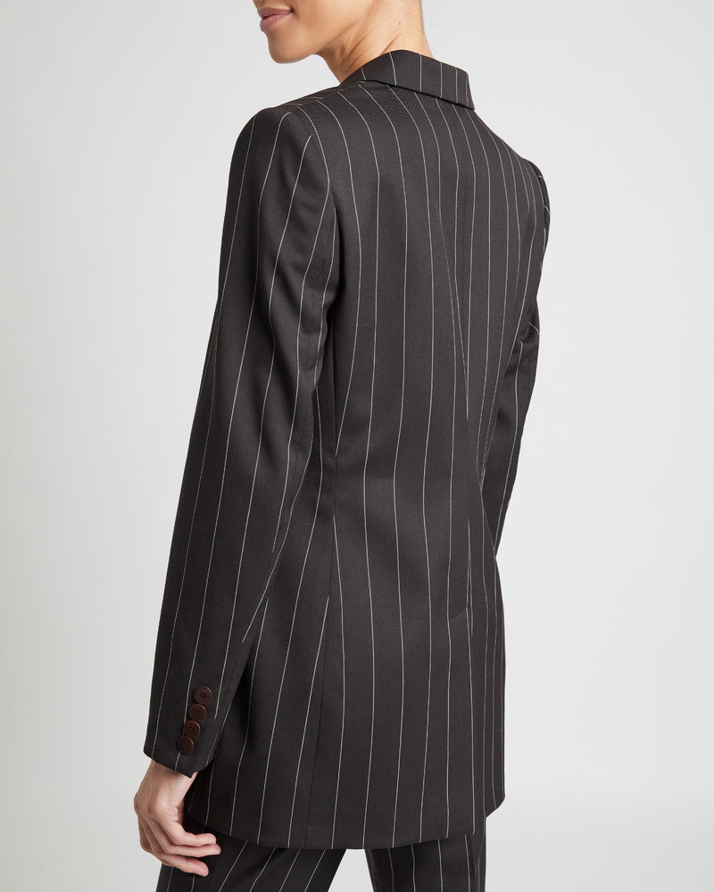 NELLI Single Button Jacket in Striped Wool