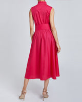 NIRVA Sleeveless Ruffle Neck Midi Dress.