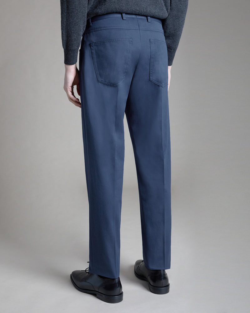 Navy Cotton & Cashmere Pant, Made in Italy