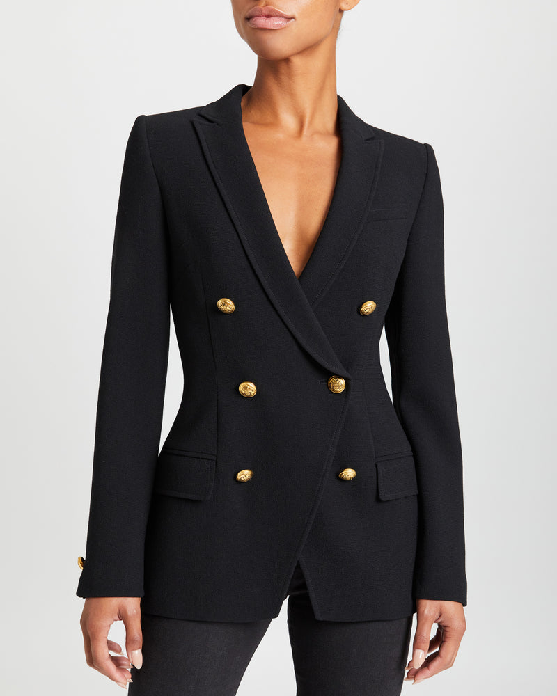 PACO Double-Breasted Six-Button Jacket in Luxury Wool Crepe