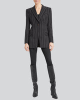 NELLI Single Button Jacket in Striped Wool