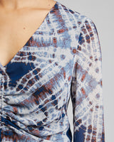 RAVELA Bell Sleeve Blouse with Front Center Drawstring