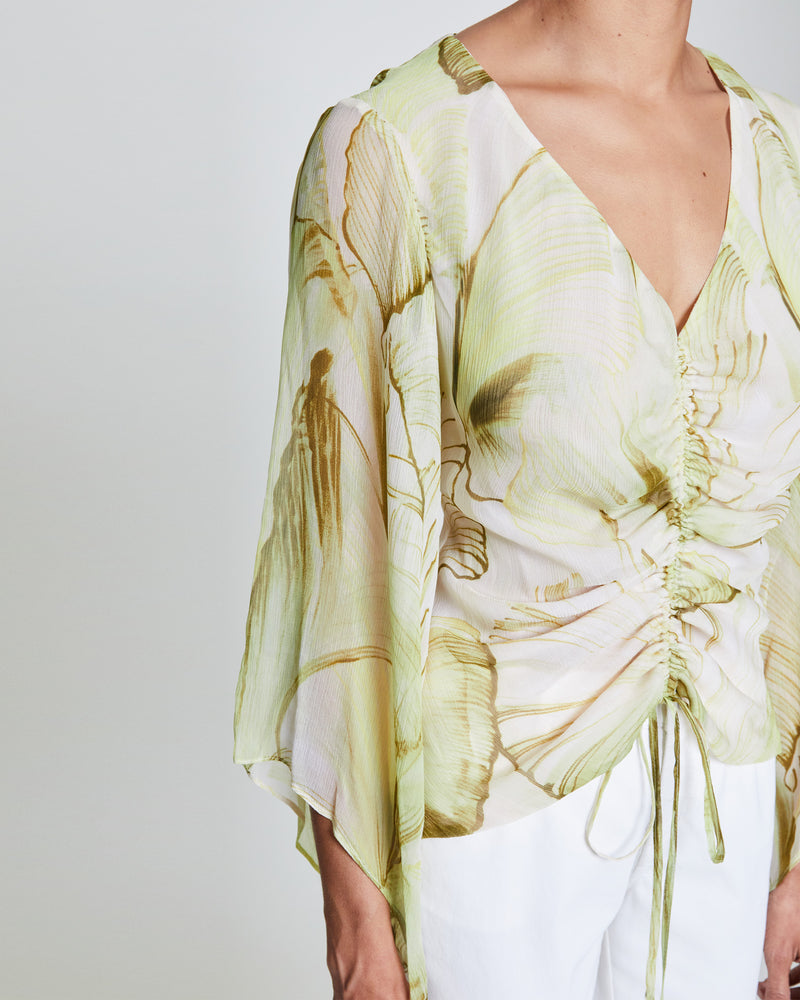 RAVEN Kimono Sleeve Blouse with Front Drawstring