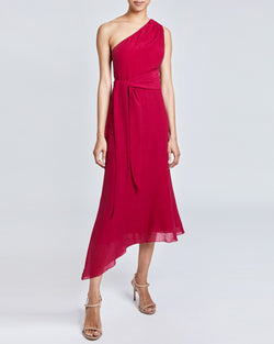 REGANA One-Shoulder Sleeveless Faux Wrap Dress