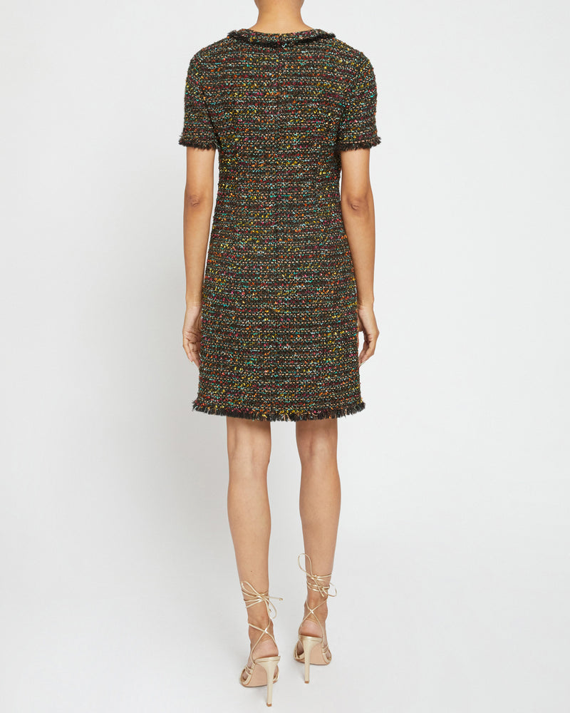 SHEA Short Sleeve Shift Dress in Luxury Lurex Tweed Santorelli SHEA Short Sleeve Shift Dress in Luxury Lurex Tweed Santorelli