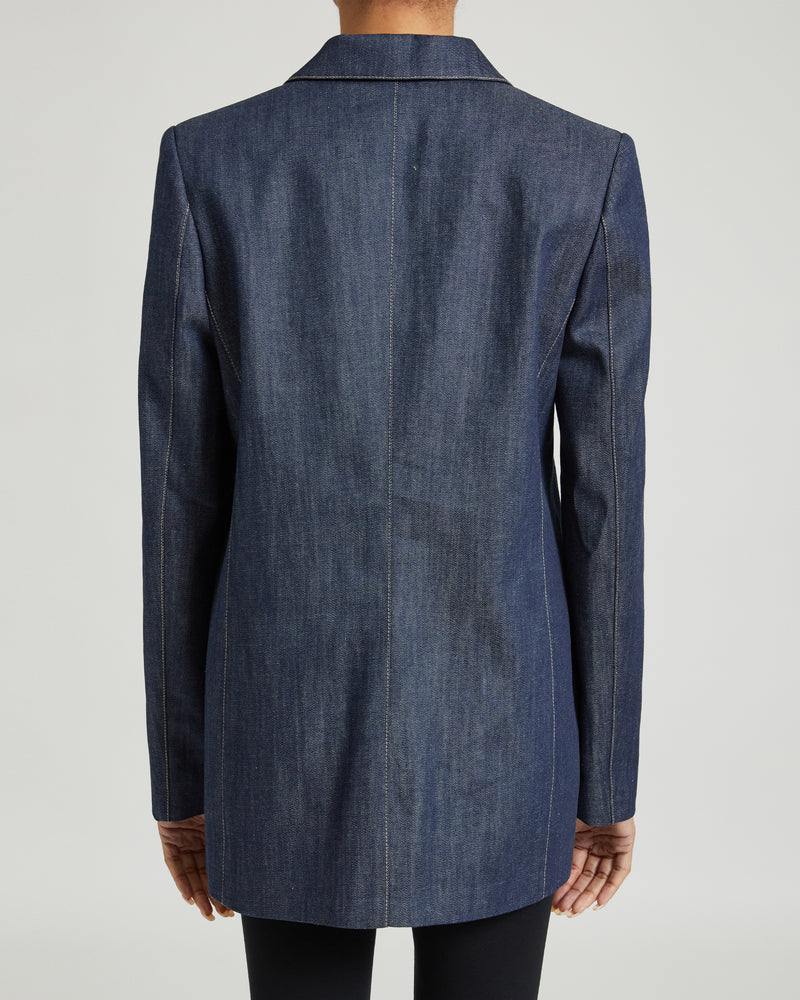 ZOE Single-Button Oversized Blazer in Cotton Denim