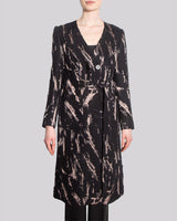PRISCILLA Double-Breasted Open Neck Long Coat