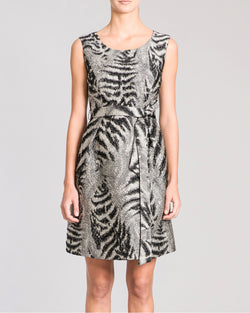 INDIRA A-Line Sleeveless Mini Jacquard Dress