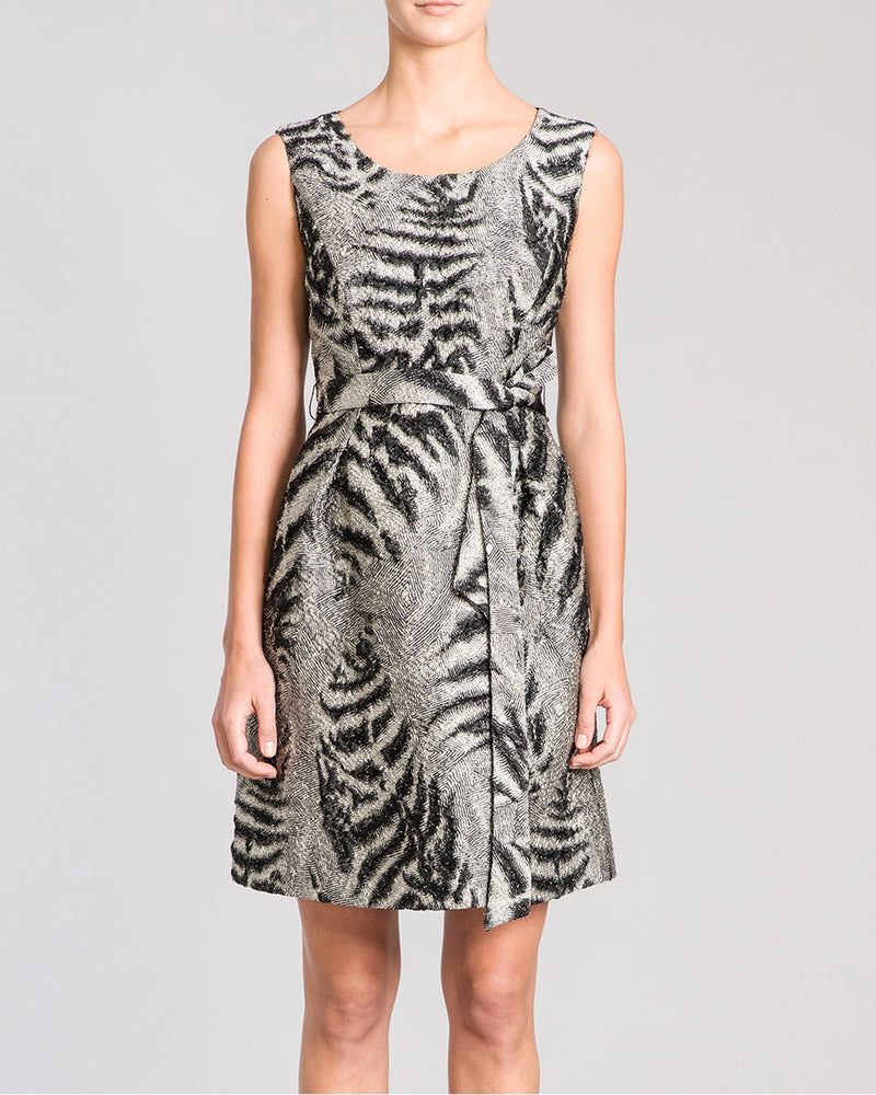 INDIRA A-Line Sleeveless Mini Jacquard Dress