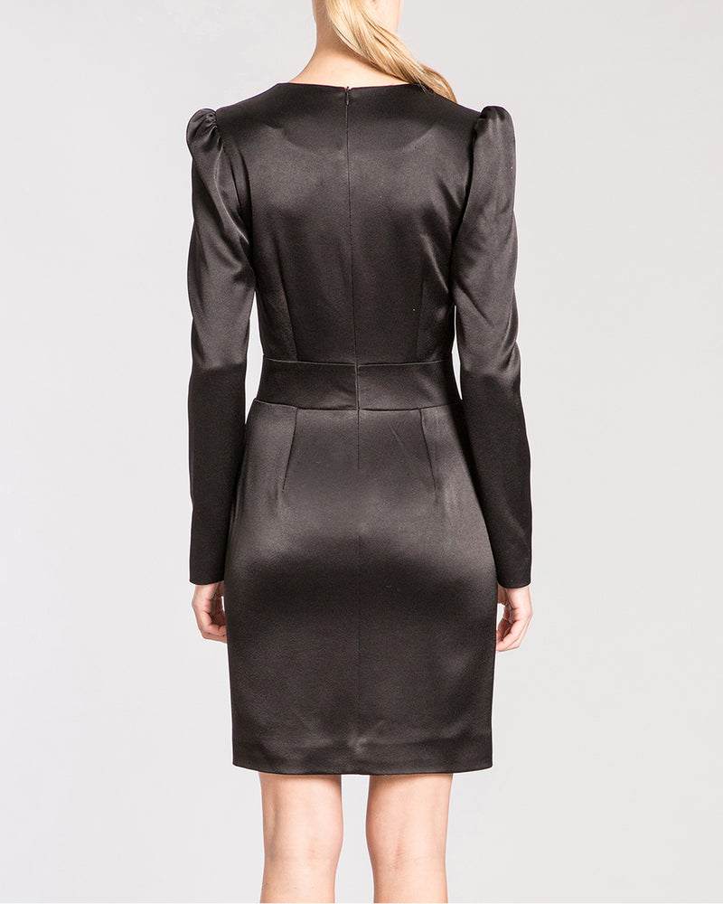 KAELYN Long Sleeve Sheath Dress with Front Tie