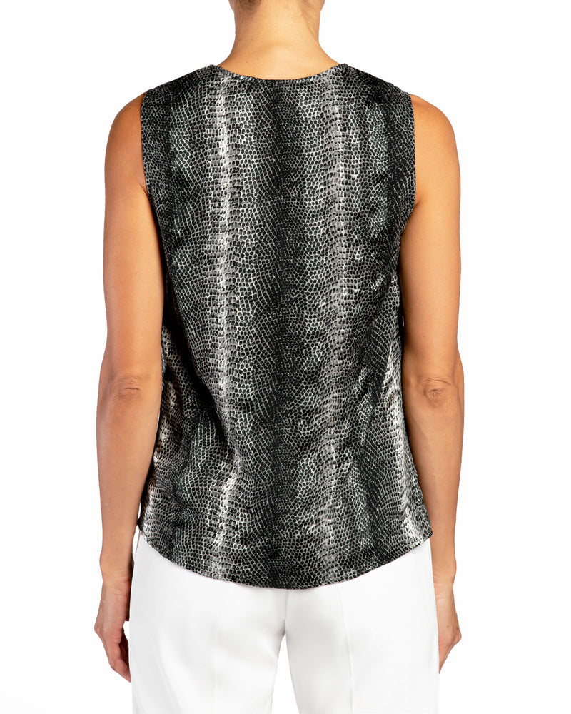 KEONA Faux Wrap Sleeveless Silk Top