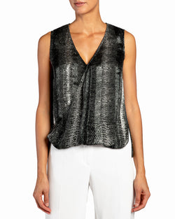 KEONA Faux Wrap Sleeveless Silk Top