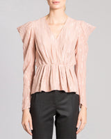 PALOMA Long Sleeve V-Neck Top in Fancy Silk Lurex