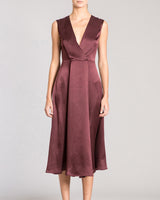 SILVIA Sleeveless Midi Dress with Front Inverted Pleated Panel