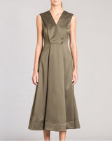 SILVIA Sleeveless Midi Dress with Front Inverted Pleated Panel