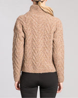 ALAYA Boxy-Fit Mock Neck Sweater with Fancy Knit Pattern