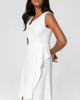 SHIRLEY1 Dress with Asymmetric Skirt Drape