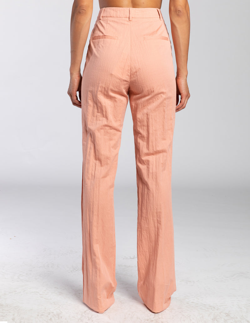 CAMILLE Pant with Clean Front Closure in Crinkle Cotton Blend