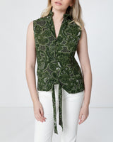 BRINA Sleeveless Blouse with Ruffled Collar