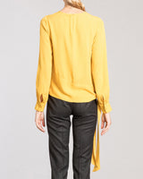 KATHLEEN Long Sleeve Silk Top with Side Tie