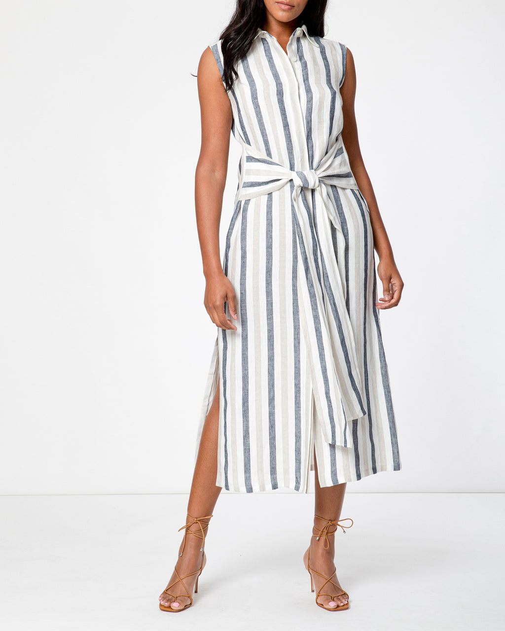 PATRICIA Sleeveless Shirt Dress with Waist Tie Santorelli