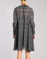 KATHIE Long Sleeve Boxy Striped Wool Shift Dress