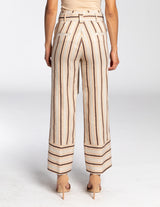 ZIGA Wide Leg Cropped Pant in Striped Linen