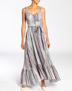 MILENA Sleeveless Ruffled Maxi Dress with Waist Panel