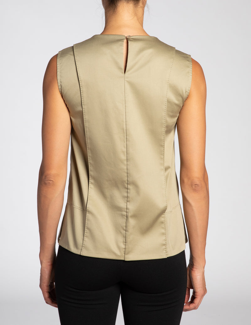 VANTA Sleeveless Cotton Top with Front Panel